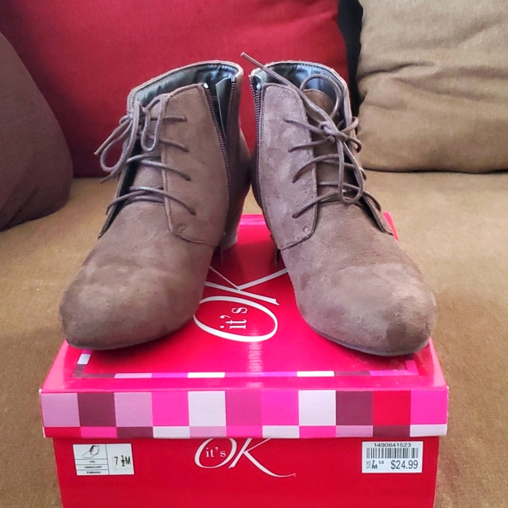 Taupe Suede Booties